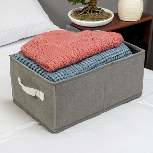 Textile Storage Box Grey 38.5 × 24 × 16.5 cm