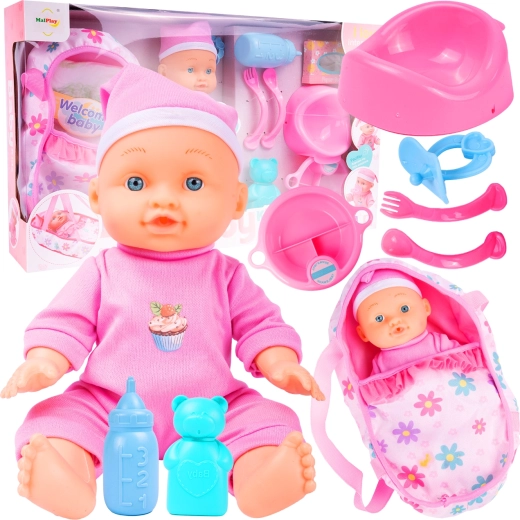 Lutka s priborom i nosiljkom