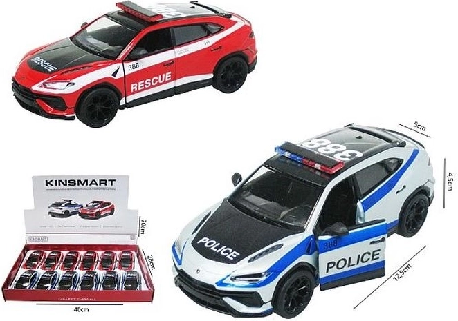 Lamborghini Urus policijski ili vozilo hitnih službi s pull-back pogonom - 1 komad