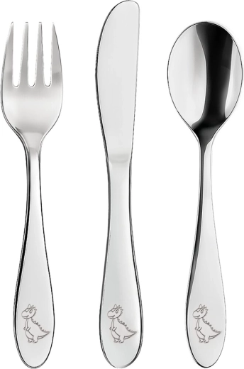 Dječji nehrđajući pribor za jelo Dino – set 3 kom