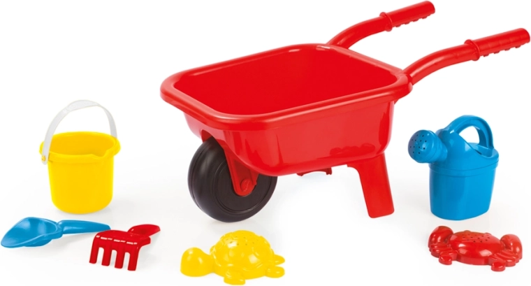 Plastična dječja tačka za pijesak crvena sa setom od 7 kom