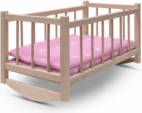 Wooden doll bed/cradle Baby Mix Stars Pink - 1 piece