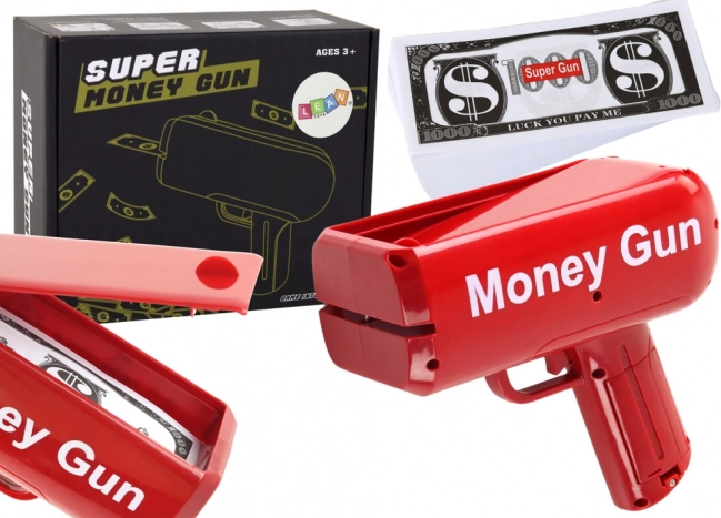 Pucač novčanica Money Gun – crveni party izbacivač banknota