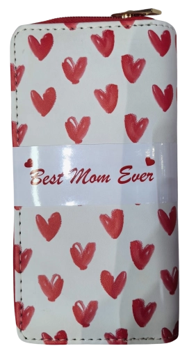 Pink women's wallet with hearts