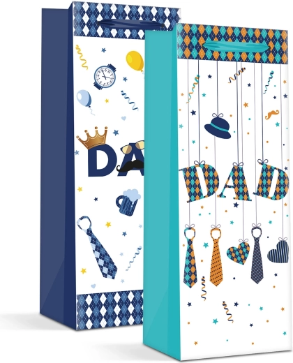 Christmas paper gift bag for a bottle - 1 piece