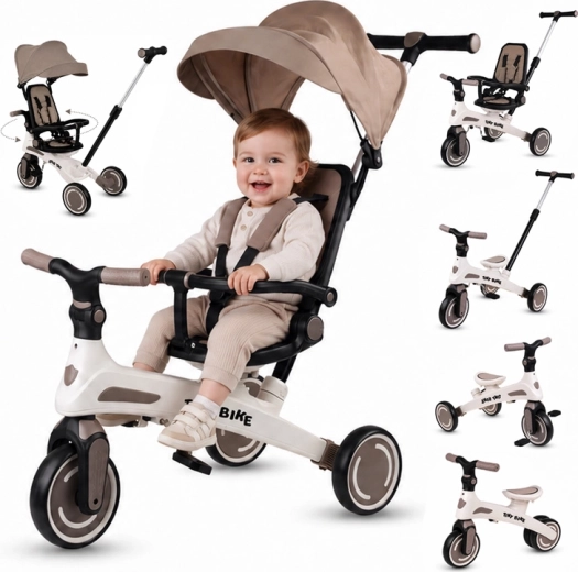 Dječji tricikl Tiny Bike 5 u 1 koji raste s djetetom – Smeđa
