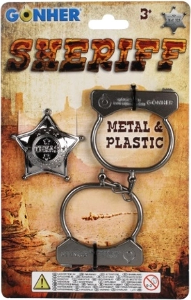 Cowboy Set with Metal Handcuffs and Sheriff Badge by Gonher