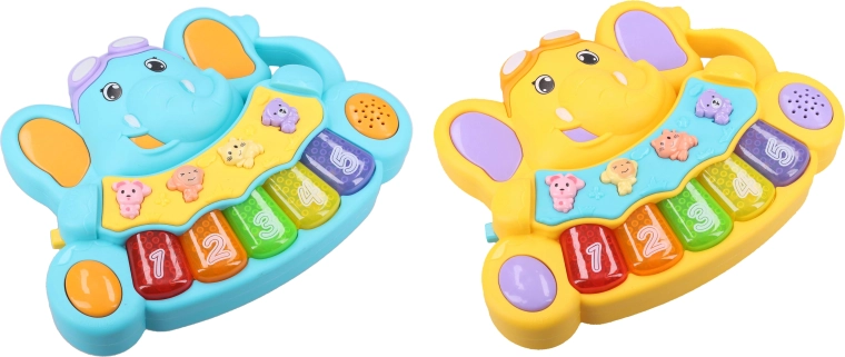 Children's electronic elephant piano with animal sounds and lights - 1 piece