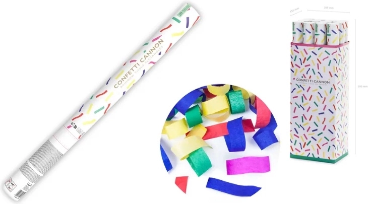 Miks šarenih papirnatih konfeta – konfeti top (tuba) 60 cm