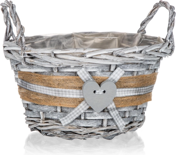 Okrugla pletena košara s ručkama GRIS 19 × 11 cm