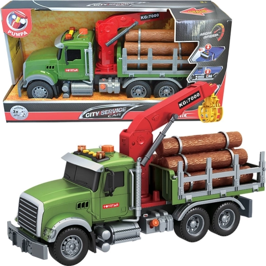 Teretni kamion za prijevoz drva 1:12 sa svjetlima i zvukovima CITY SERVICE CAR