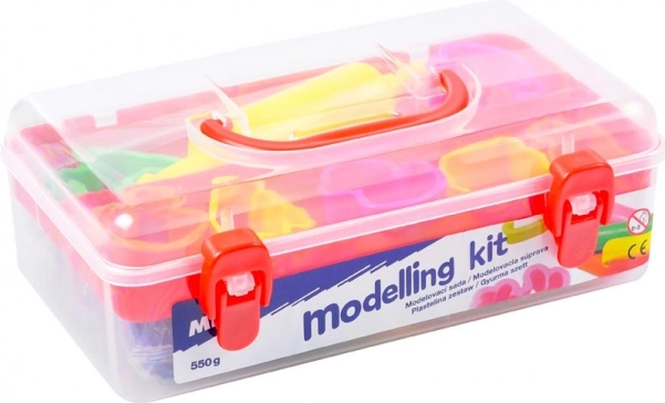 Set za modeliranje s plastelinom 7 boja, kalupi i valjak (550 g)