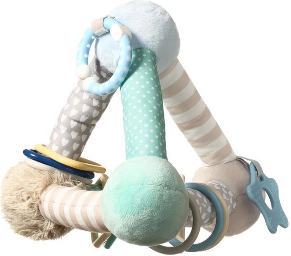 BabyOno edukativna plišana piramida s grickalicom na C prstenu, mint, 3m+