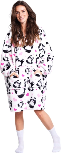 Cozy Noxxiez Panda topla deka s kapuljačom u obliku majice s kapuljačom