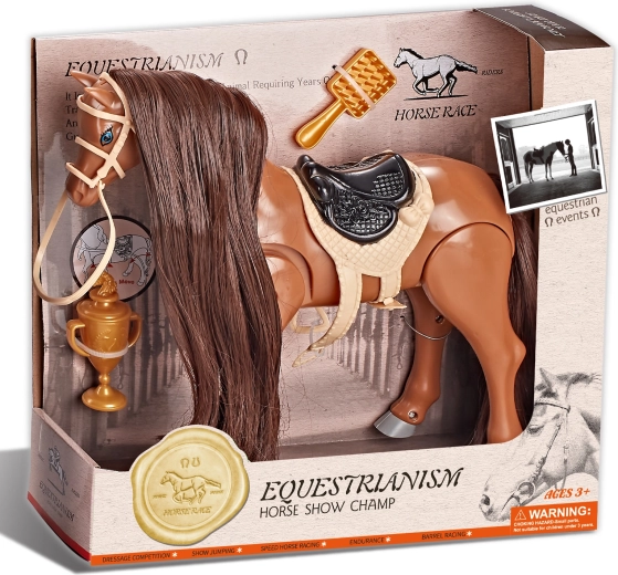 Jahaći smeđi konj sa zvukom i priborom