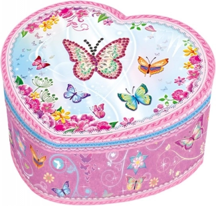 Glazbena škrinjica za nakit srce leptirići