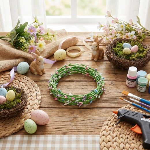 Colorful Easter Wreaths, 65 cm, 4 Pieces per Pack