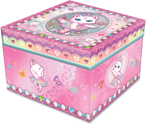 Glazbena kutijica za nakit s mačkicom i balerinom