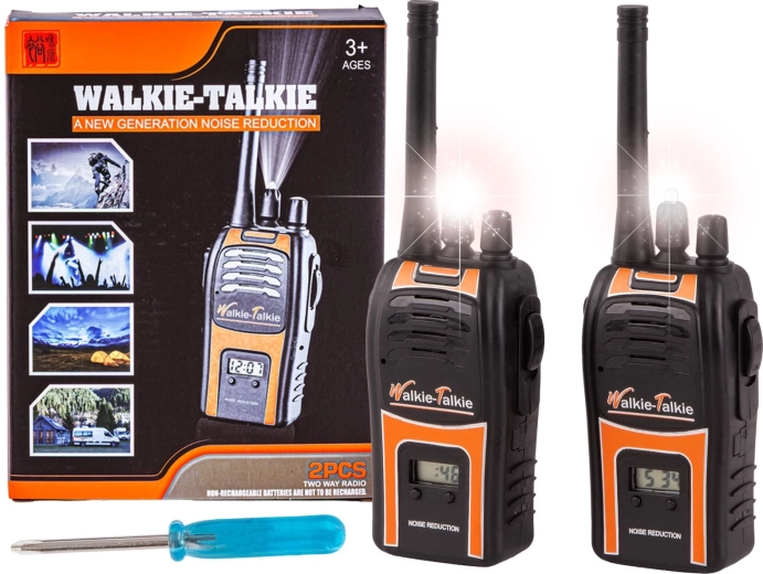 Dječje radiostanice walkie talkie s ekranom i baterijskom lampom – set od 2 kom