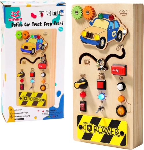 Wooden police activity board with LED lights