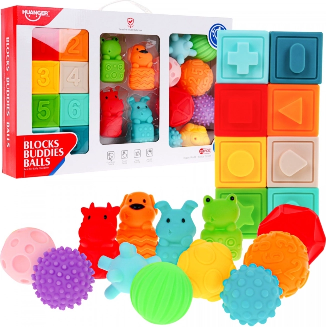 Mega set 20 životinjskih loptica za djecu 6m+ Senzorna igračka Rehabilitacija ruku