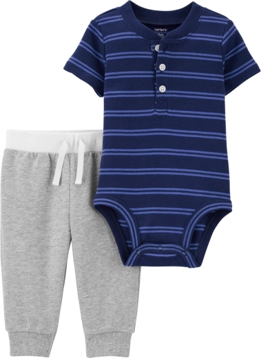 Carter's 2-dijelni set: bodi s kratkim rukavima i trenirka Blue Stripes za dječake