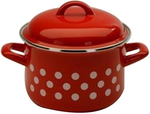 Emajlirani lonac s poklopcem Točkice 16 cm, 2 l, crveni