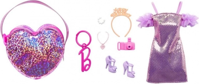Barbie premium modni set prugasta haljina