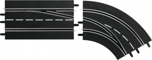 Inside Right Lane Change in Curve for Digital 132 and Digital 124 Slot Car Tracks