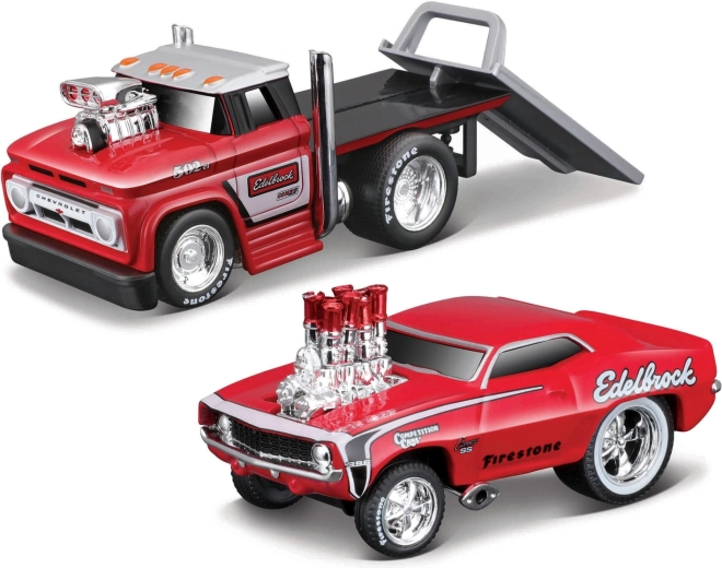 Maisto Muscle Transports 1966 Chevrolet C60 flatbed s 1969 Chevrolet Camaro SS 1:64