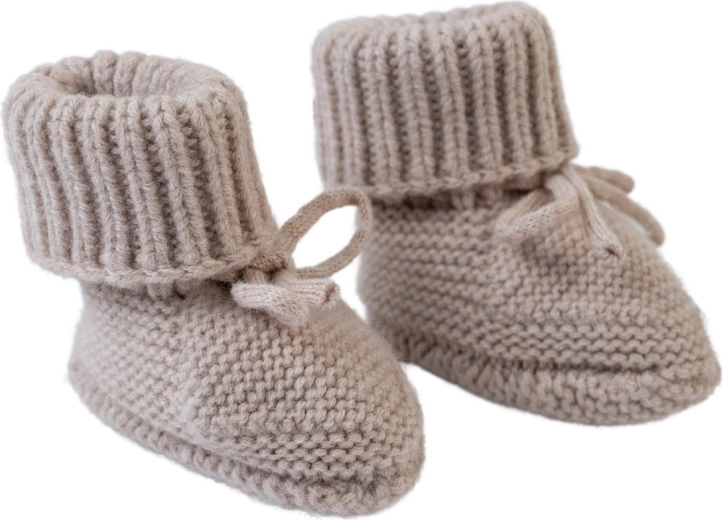 Lodger pletene merino papučice bež 6–12 mjeseci - 1 komad