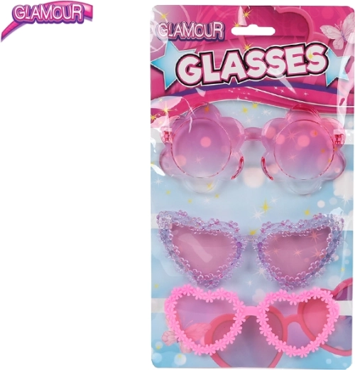 Glamour pink kids' glasses – set of 3
