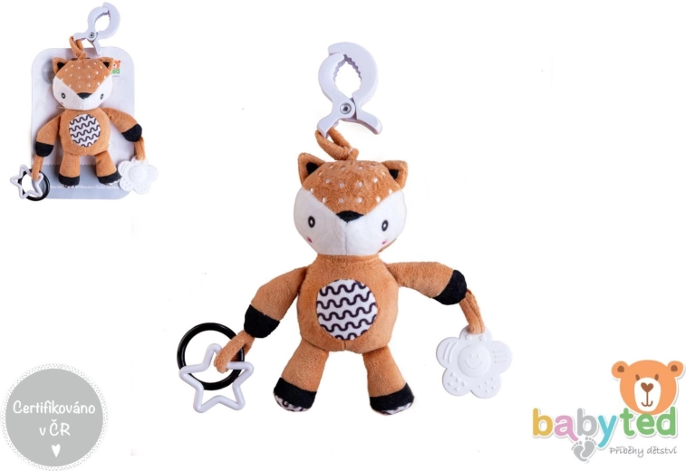 Plišani viseći jelenčić s zvečkom 30 cm za kolica i krevetić
