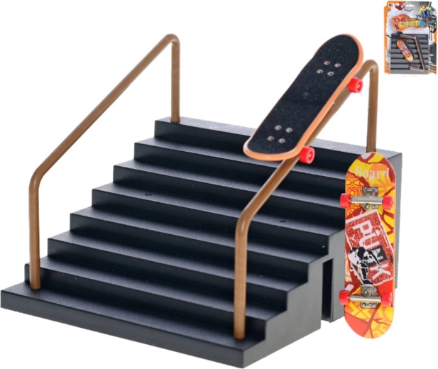 Prstni skateboard (fingerboard) igraći set s rampom u obliku stepenica