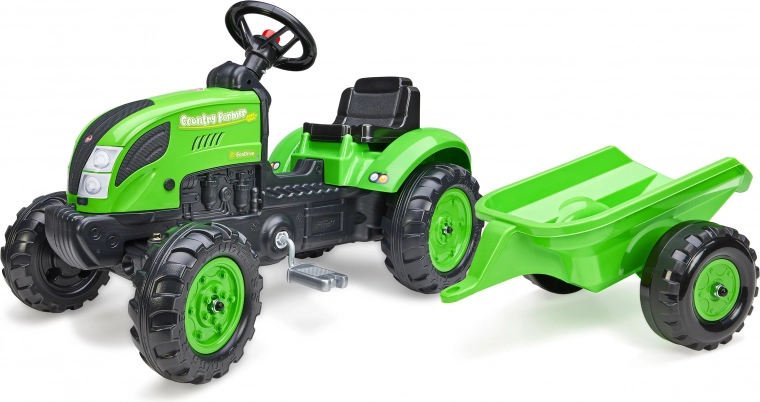Traktor na pedale Country Farmer sa zelenom prikolicom za djecu 2-5 godina