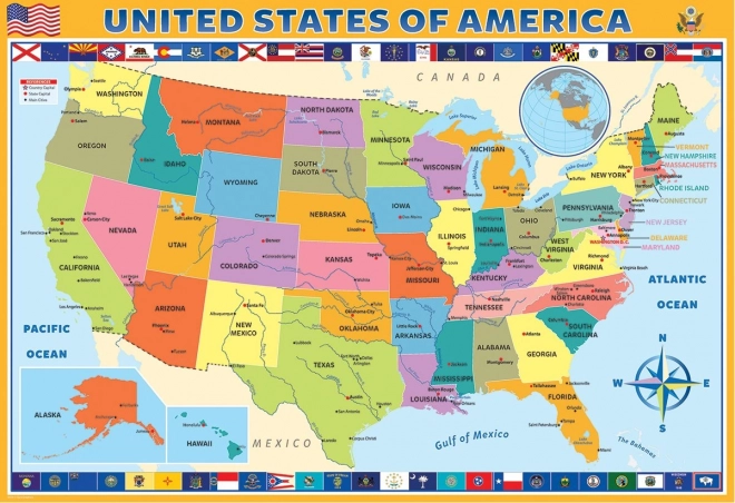 EUROGRAPHICS Puzzle Karta Sjedinjenih Američkih Država 200 dijelova