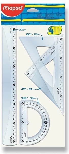 Maped set ravnala Classic, prozirni 4-dijelni