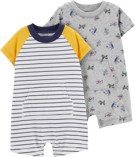 Carter's ljetni pamučni kombinezoni s kratkim rukavima grey/green za dječake, 2 kom