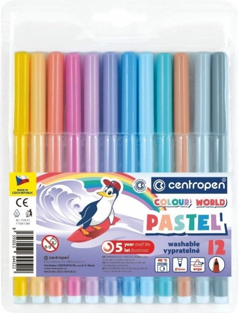 CENTROPEN pastelni flomasteri, 12 boja – pastel