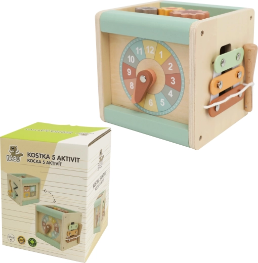 Babu mala multifunkcionalna drvena kocka s 5 aktivnosti