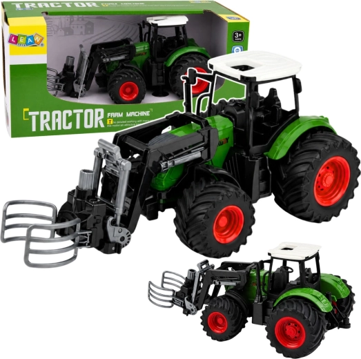 Poljoprivredni traktor s prednjim utovarivačem i hvataljkama za bale 1:24, zeleni