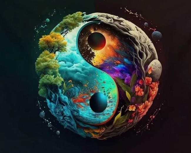 Dijamantno slikanje Jin i jang Zemlja 30 × 40 cm