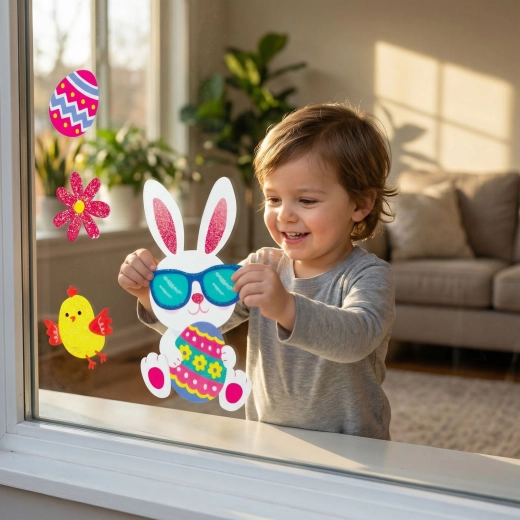Easter window sticker with glitter bunny 43 × 30 cm