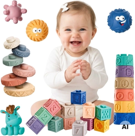 Woopie Baby mekane senzoričke kocke i loptice 27 kom