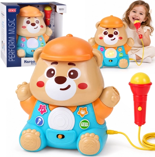 Interactive karaoke teddy bear with microphone