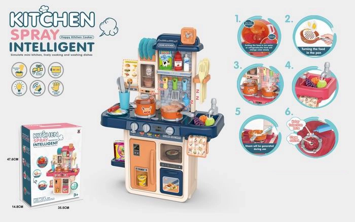 Dječja kuhinjica 63 cm plava, 42 dijela