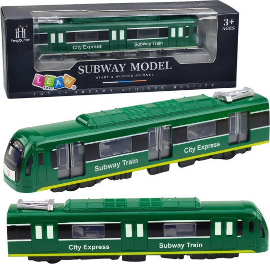 Zeleni metro vlak CITY EXPRESS sa svjetlima i zvukovima, s vratima koja se otvaraju