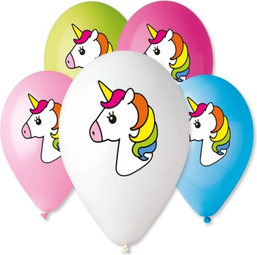Gemar inflatable latex balloon with unicorn print 32 cm pastel colors - 1 piece