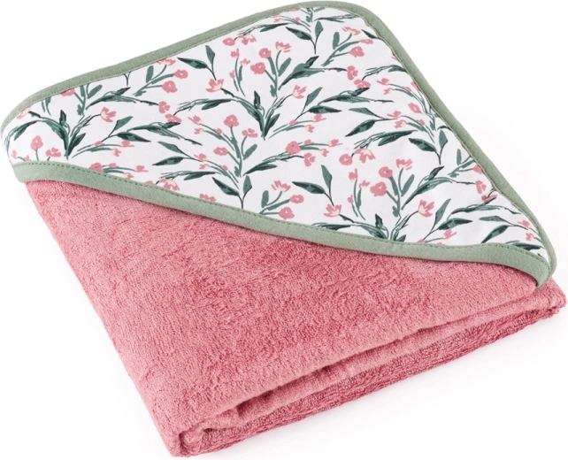 Petite&Mars Bamboo Hooded Towel Loulou Pink Meadow 100 × 100 cm