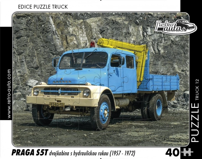 Puzzle Retro automobili TRUCK Praga S5T dvostruka kabina s hidrauličnom rukom 40 dijelova